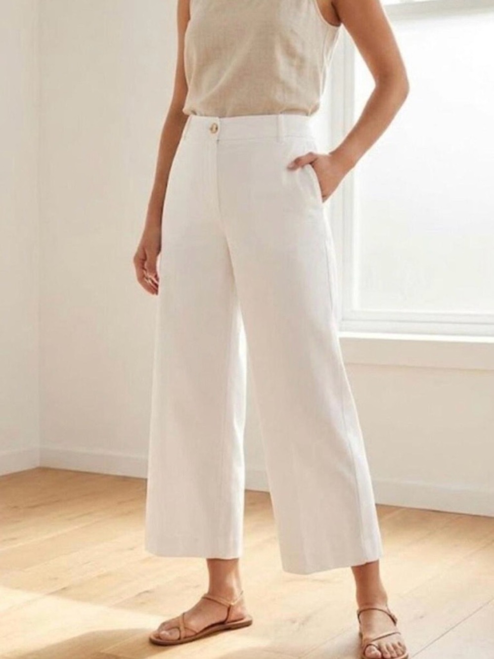 ann taylor white wide leg chinos